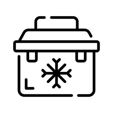 Taşınabilir soğutucunun doğrusal simgesi görsel olarak bağlanıyor