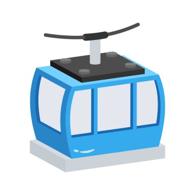 Hareket halindeki teleferiğin 2d stil simgesini kullanmaya hazır