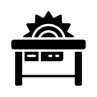 Tablo testeresinin modern simgesi kabartma biçiminde dizayn edildi
