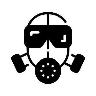 Güvenlik için inanılmaz tasarlanmış bir gaz maskesi sembolü.