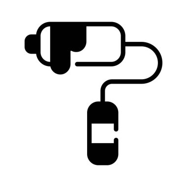 İşte damlayan boya ile paten fırçasını gösteren kabartma biçimindeki simge