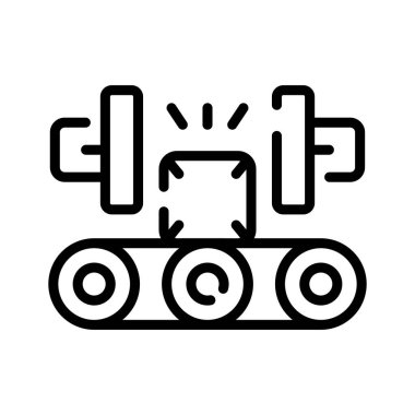 Endüstriyel basın makinesini gösteren iyi hazırlanmış bir çizgi simgesi