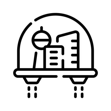 Yüzen şehir habitatının görsel olarak çekici ana hat simgesi