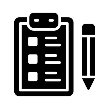 Sınav kağıdı ve kalemin moda simgesi