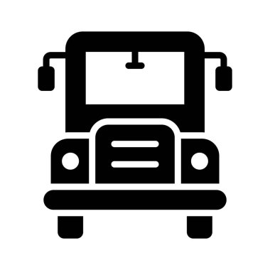 Klasik okul otobüsünün kabartma tarzı simgesi