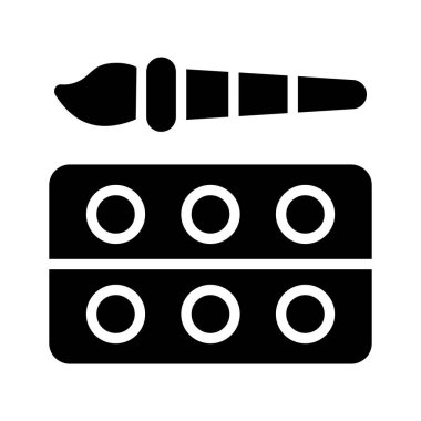 Renk sanat paleti ve fırçanın modern bir simgesi