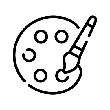 Renk sanat paleti ve fırça fırçasının modern bir taslak simgesi