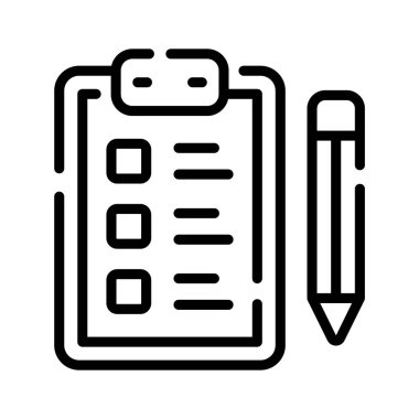 Sınav kağıdı ve kaleminin modaya uygun taslak simgesi