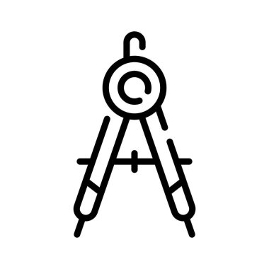 Geometri pusulasının kalem içeren modaya uygun tasarım biçimi simgesi
