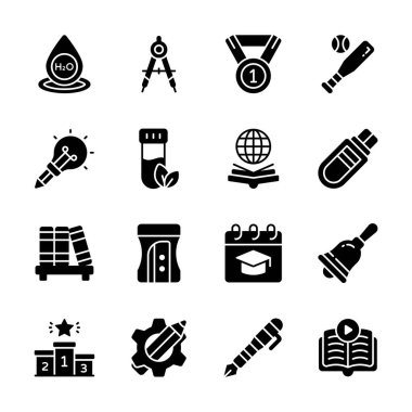 Kullanımı kolay bilim ve okul malzemeleri sembolleri
