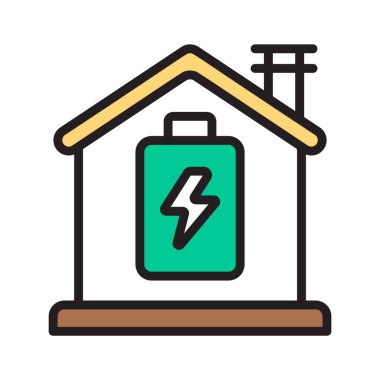 Satır biçiminde tasarlanmış ev enerjisi simgesi, premium kullanımına hazır