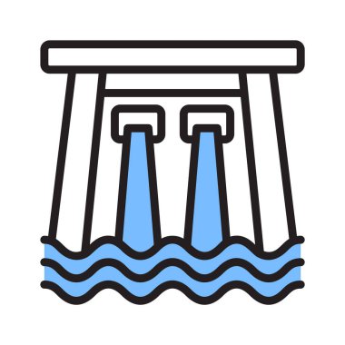 Baraj yapısını gösteren modern biçim çizgisi simgesi