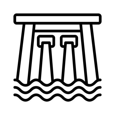 Baraj yapısını gösteren modern biçim çizgisi simgesi
