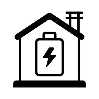 Özel kullanıma hazır, glifli ev enerjisi simgesi