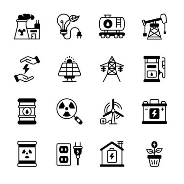 Yaratıcı olarak güç ve enerji sembolleri koleksiyonu