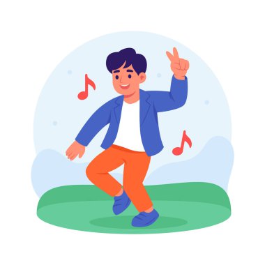 Kültürel müzik kutlamasında enerjik bir şekilde dans eden mutlu genç adam..