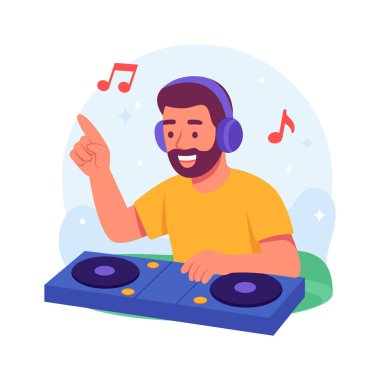 DJ kültürel müzik ve dans festivallerinde şarkı karıştırıyor.