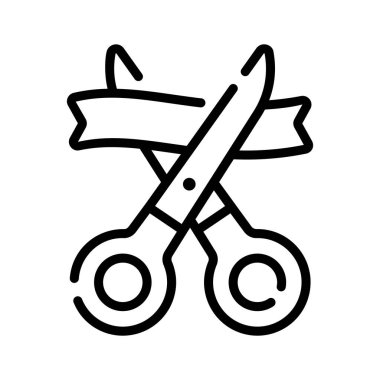 Açılış etkinliğinde kurdele kesimini gösteren doğrusal bir simge