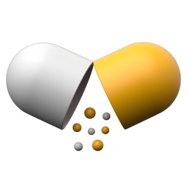 İlaç ve ilaç kullanımı için 3B kapsül hap ikonu.