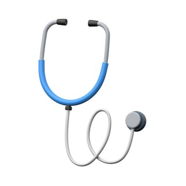 Kalp ve akciğerleri dinlemek için kullanılan bir stetoskobun detaylı üç boyutlu modeli..