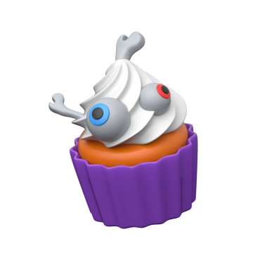 Korkunç gözbebekleri ve beyaz kremayla kaplı lezzetli kekler..