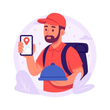 Bir teslimatçı, içinde yemek siparişi olan sırt çantası taşır.