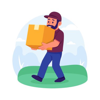 Moda tarzında kurye hizmetinin yaratıcı bir şekilde çizilmiş düz çizimi