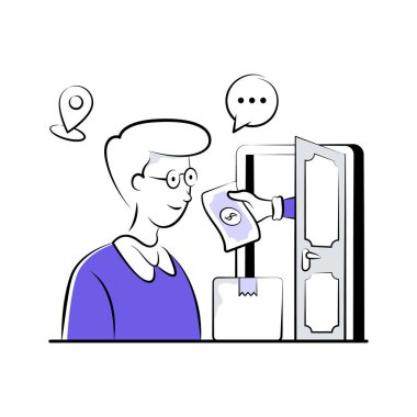 Nakit ödeme yapan müşterilerin ticari vektör illüstrasyonu.