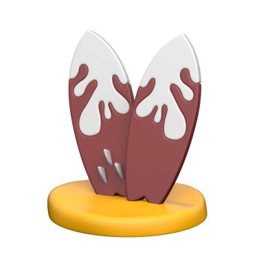 Sahilde sörf ve okyanus sporu için dalgalı 3D sörf tahtası.