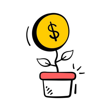 Finans, tasarruf ve iş büyümesini simgeleyen madeni parası olan büyüyen bir fabrika..