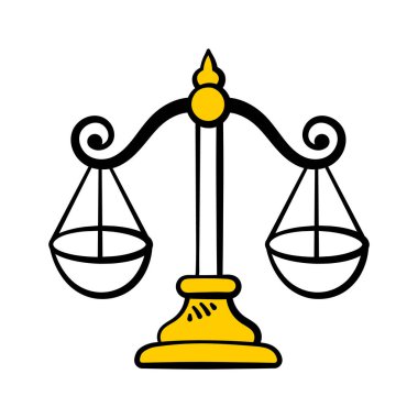 Güzel tasarlanmış denge ölçeğinin el çizimi simgesi, premium kullanıma hazır
