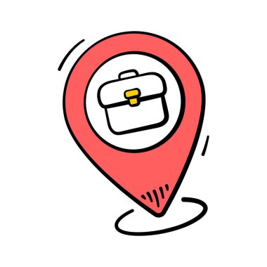 Çantalı el çizimi konum belirleyici simgesi, kariyer fırsatlarını ön plana çıkarıyor.