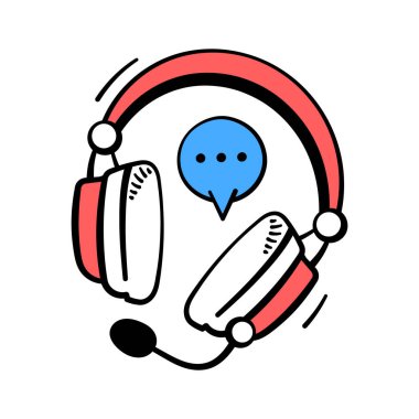 Sohbet balonlu kulaklıklar, müşteri destek konsepti simgesini temsil ediyor