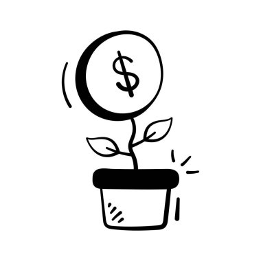 Finans, tasarruf ve iş büyümesini simgeleyen madeni parası olan büyüyen bir fabrika..