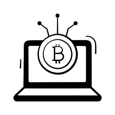 Moda tarzında kripto para biriminin karalama simgesini özenle tasarladım