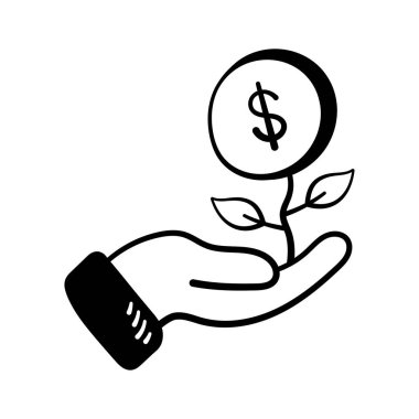 Finans, tasarruf ve büyüme için el ele tutuşma madeni para fabrikası simgesi.