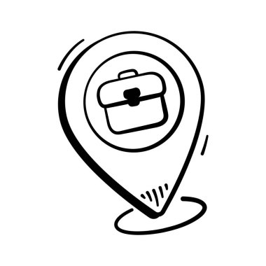 Çantalı el çizimi konum belirleyici simgesi, kariyer fırsatlarını ön plana çıkarıyor.