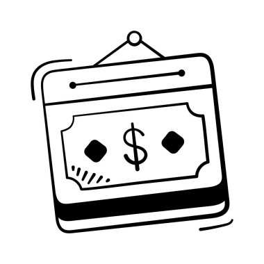 İş planlaması, finansman süreleri ve programlar için para simgesi içeren takvim.