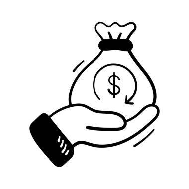 Bir dolar işareti, finans, iş ve zenginlik konsepti olan bir para çantası.