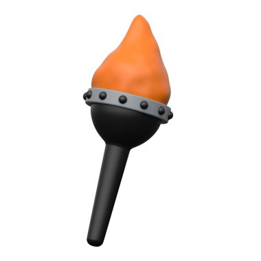 Alev meşalesi 3D simgesi oyunları, spor etkinliklerini ve kutlamaları simgeliyor.