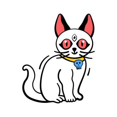 Karşınızda, ürkütücü kedinin modern karalama tarzı bir simgesi.