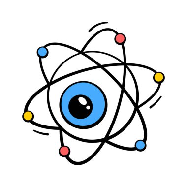 Hayaletli Cadılar Bayramı için atom sembolünün içindeki ürkütücü göz.