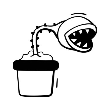 Ürkütücü Cadılar Bayramı süslemeleri için korkunç etobur bitki simgesi