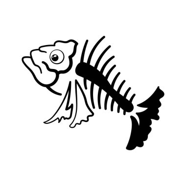 Korku Cadılar Bayramı sanat ve tasarımı için ürkütücü balık iskeleti simgesi