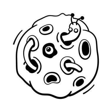 İşte korku gezegeninin modern karalama tarzı simgesi, premium vektör.