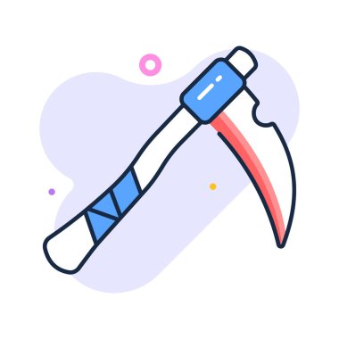 Here is a modern flat outline icon of scythe, premium vector