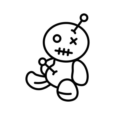 Take a look at this amazing flat outline icon of voodoo doll in modern style