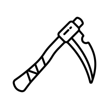 Here is a modern flat outline icon of scythe, premium vector