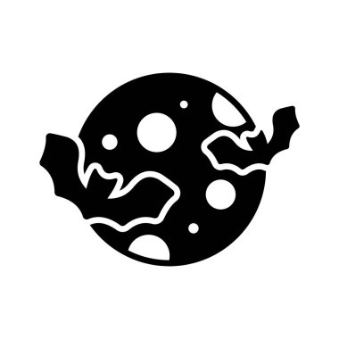 Glowing Halloween moon with bats, great for horror night themes
