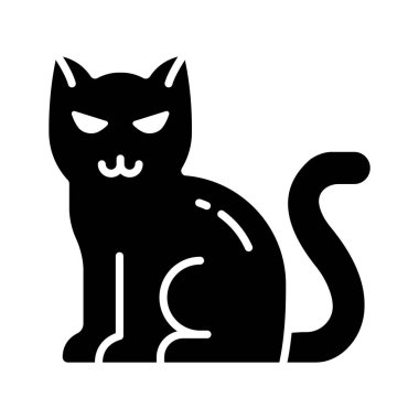 Here is a modern flat outline style icon of spooky cat